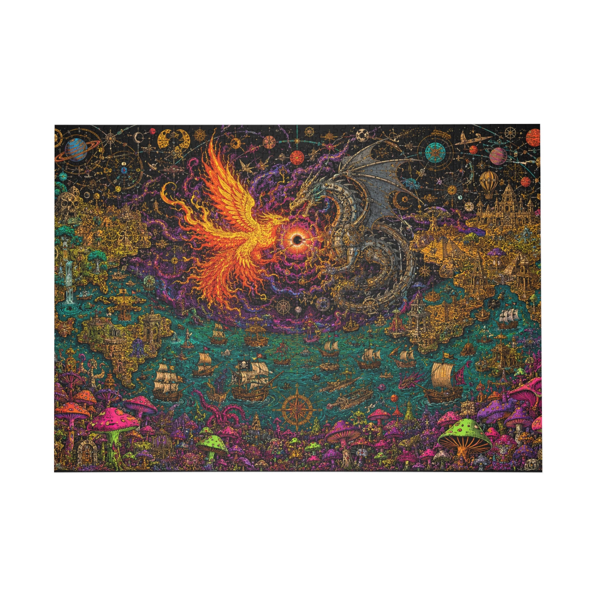 Phoenix vs Dragon Fantasy Jigsaw Puzzle — Mystical Art Puzzle (96/252/500/1000 pcs)