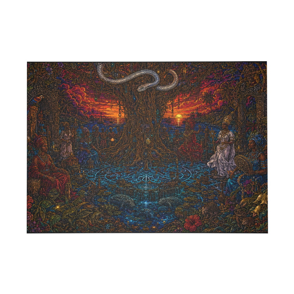 Mystical Tree of Life Jigsaw Puzzle — Sunset Fantasy Art (96/252/500/1000 pc)
