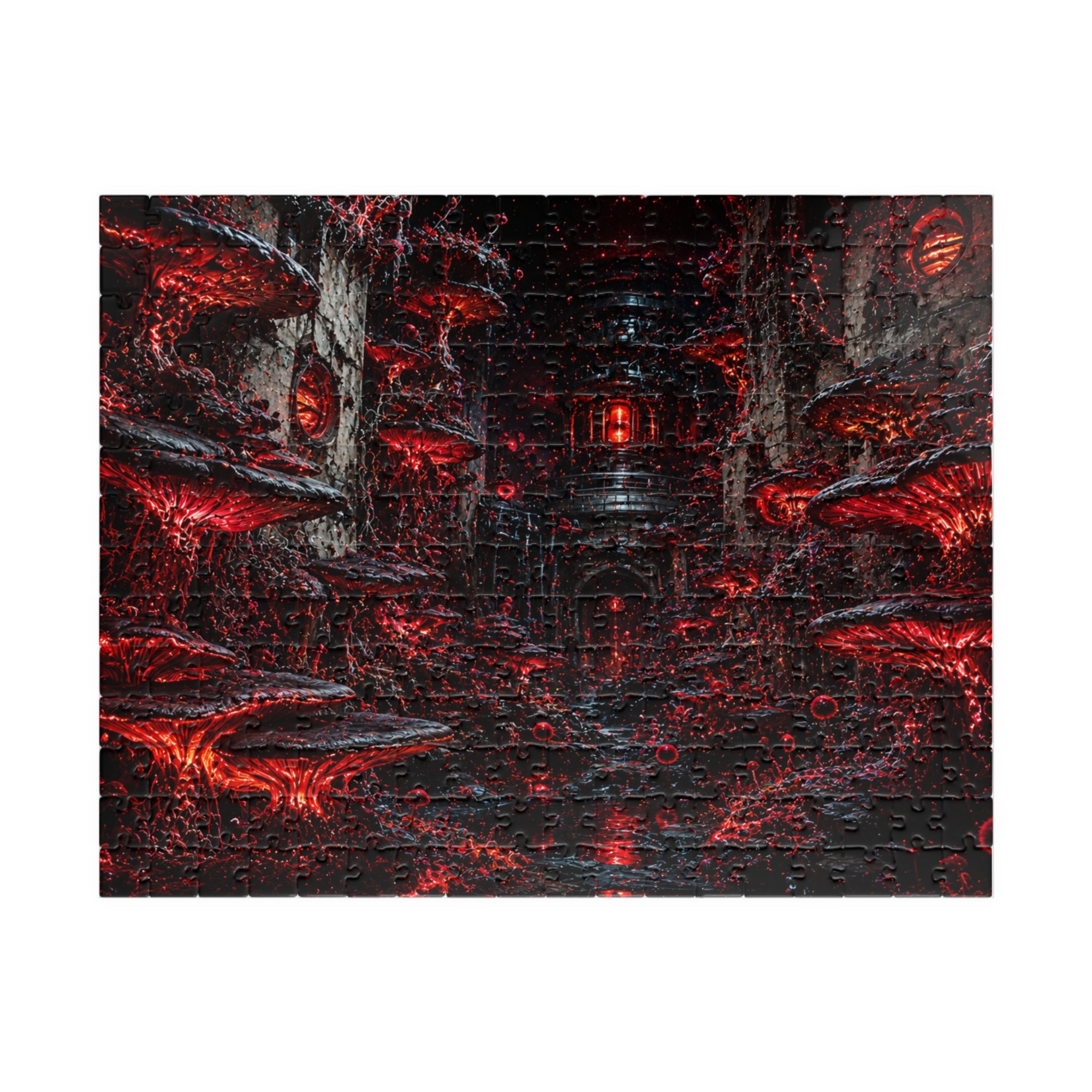 Dark Red Dungeon Puzzle — Gothic Horror Jigsaw (110/252/520/1014 pcs)