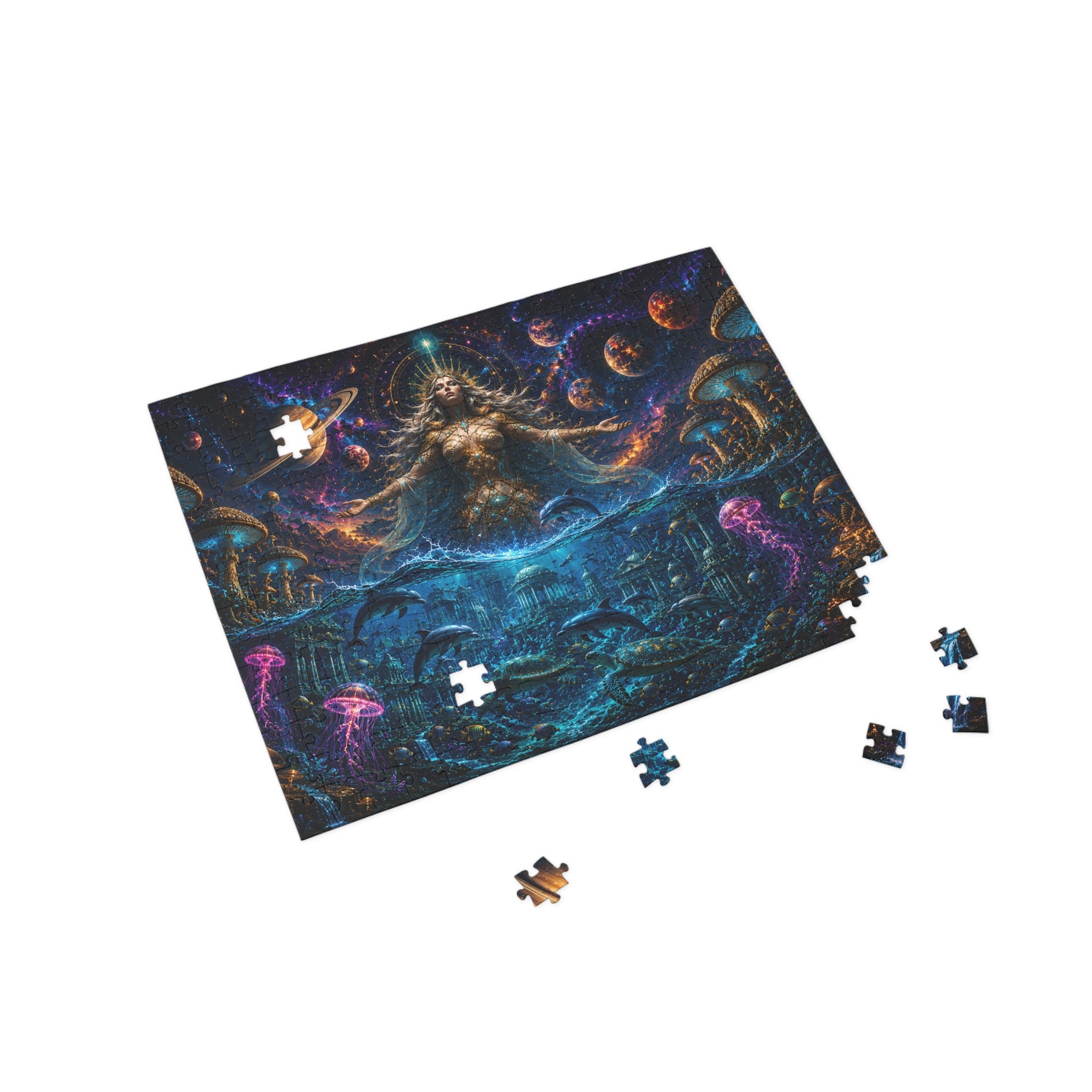 Cosmic Ocean Goddess Puzzle — Mystical Space & Sea 96/252/500/1000-Piece Jigsaw