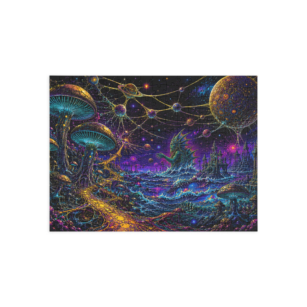 Cosmic Mushroom Realm Puzzle — Fantasy Space Landscape Jigsaw (252–1000 pcs)