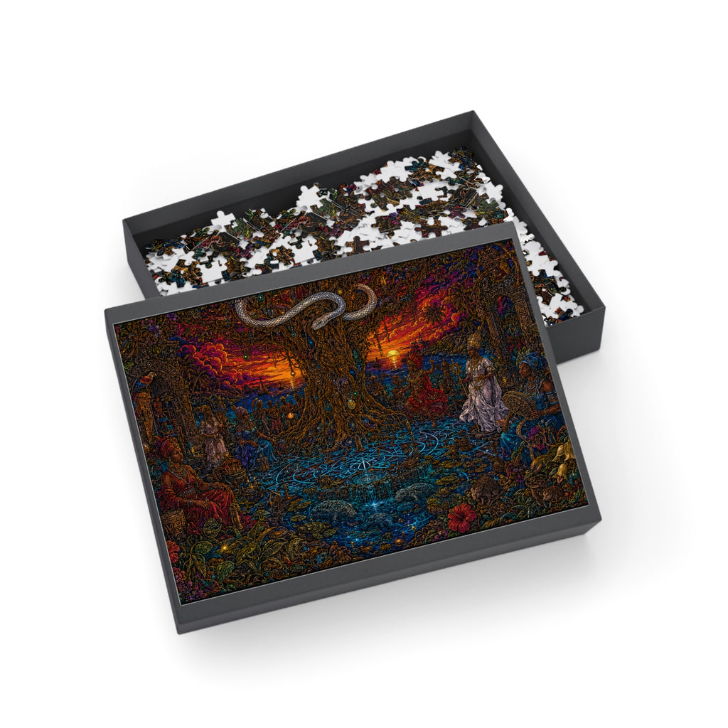Mystical Tree of Life Jigsaw Puzzle — Sunset Fantasy Art (96/252/500/1000 pc)