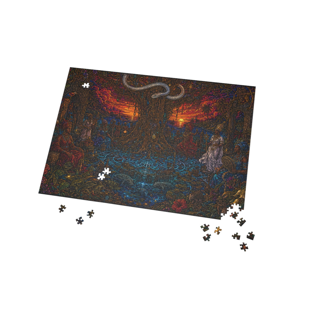 Mystical Tree of Life Jigsaw Puzzle — Sunset Fantasy Art (96/252/500/1000 pc)