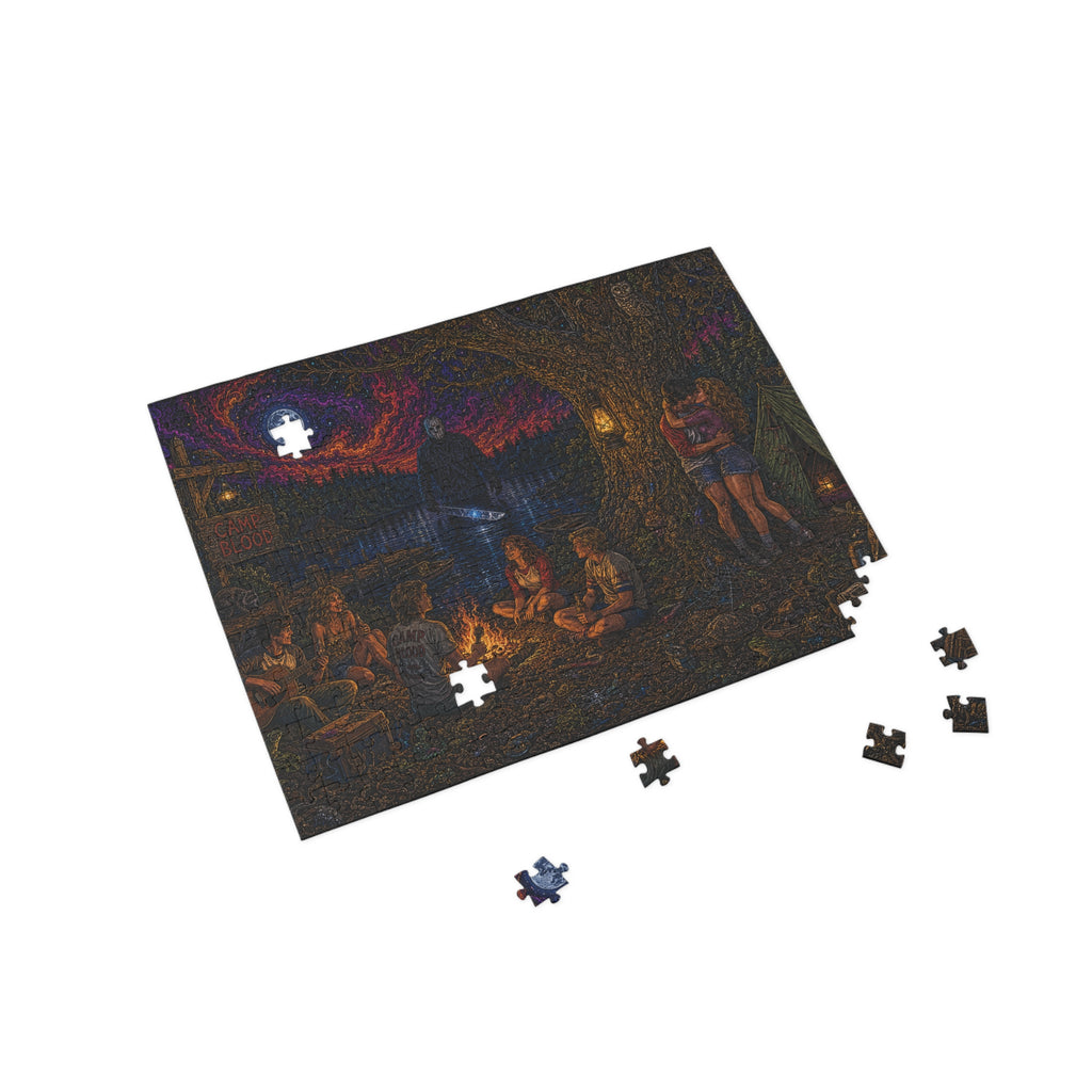 "The Crystal Lake Sentinel" Camping Night Horror Puzzle — Spooky Campfire Scene (96–1000 pcs)