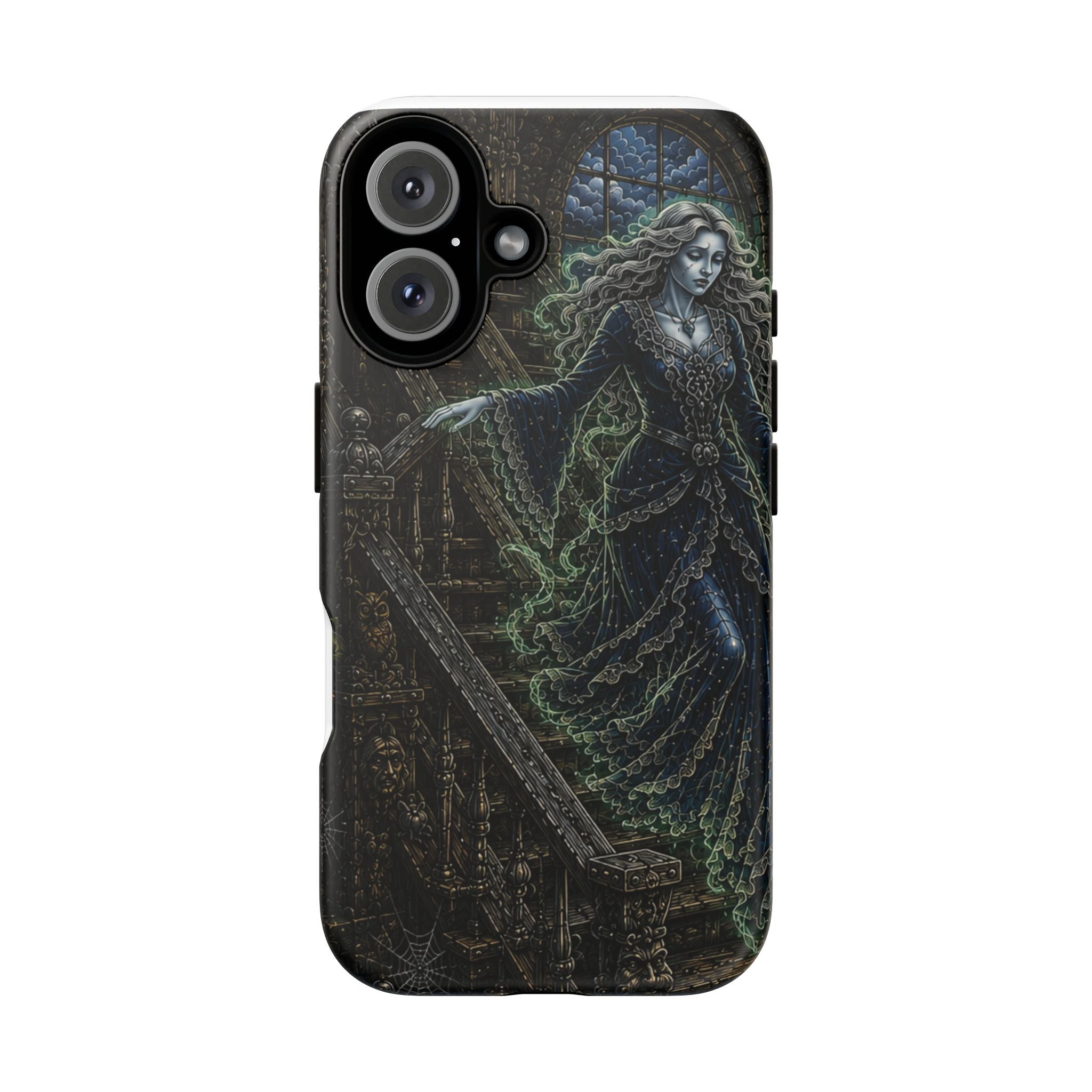 Gothic Ghost Woman Tough Phone Case — Dark Haunted Staircase iPhone Protector