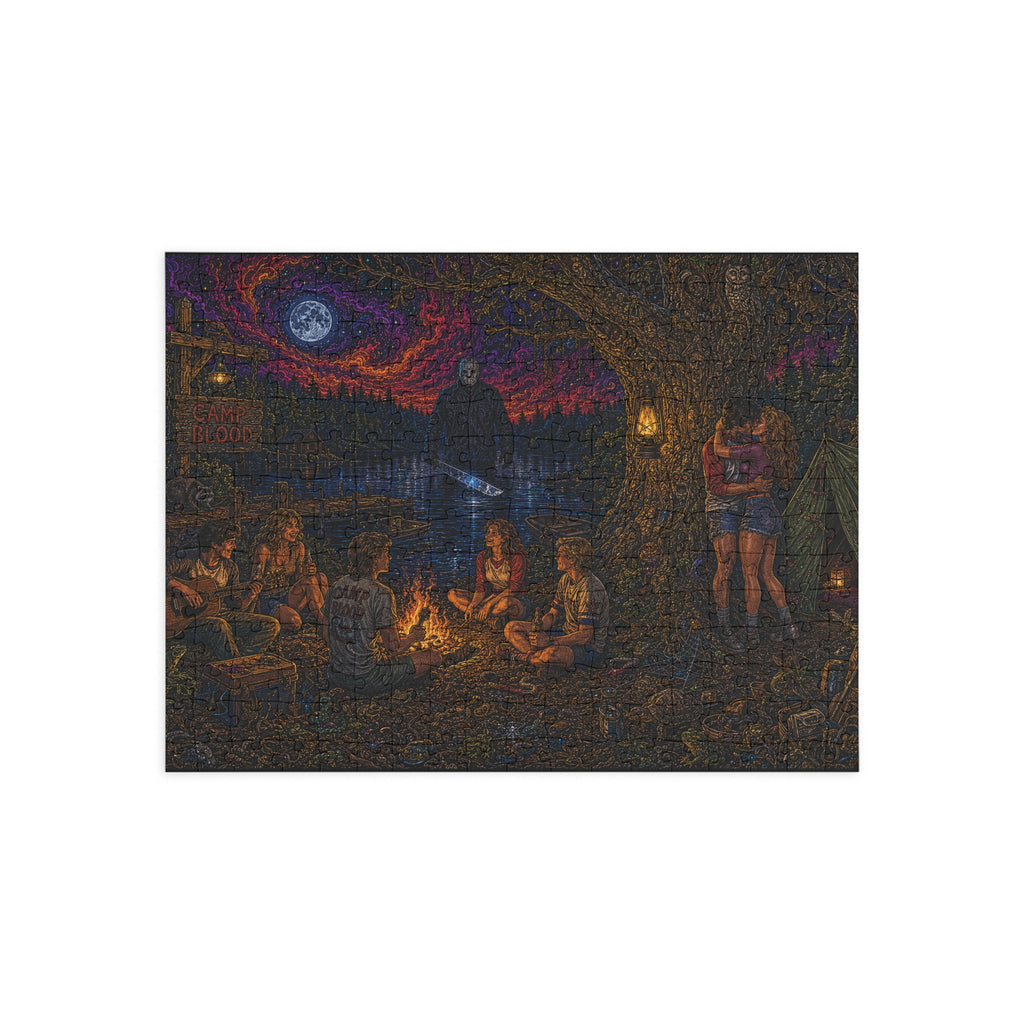 "The Crystal Lake Sentinel" Camping Night Horror Puzzle — Spooky Campfire Scene (96–1000 pcs)