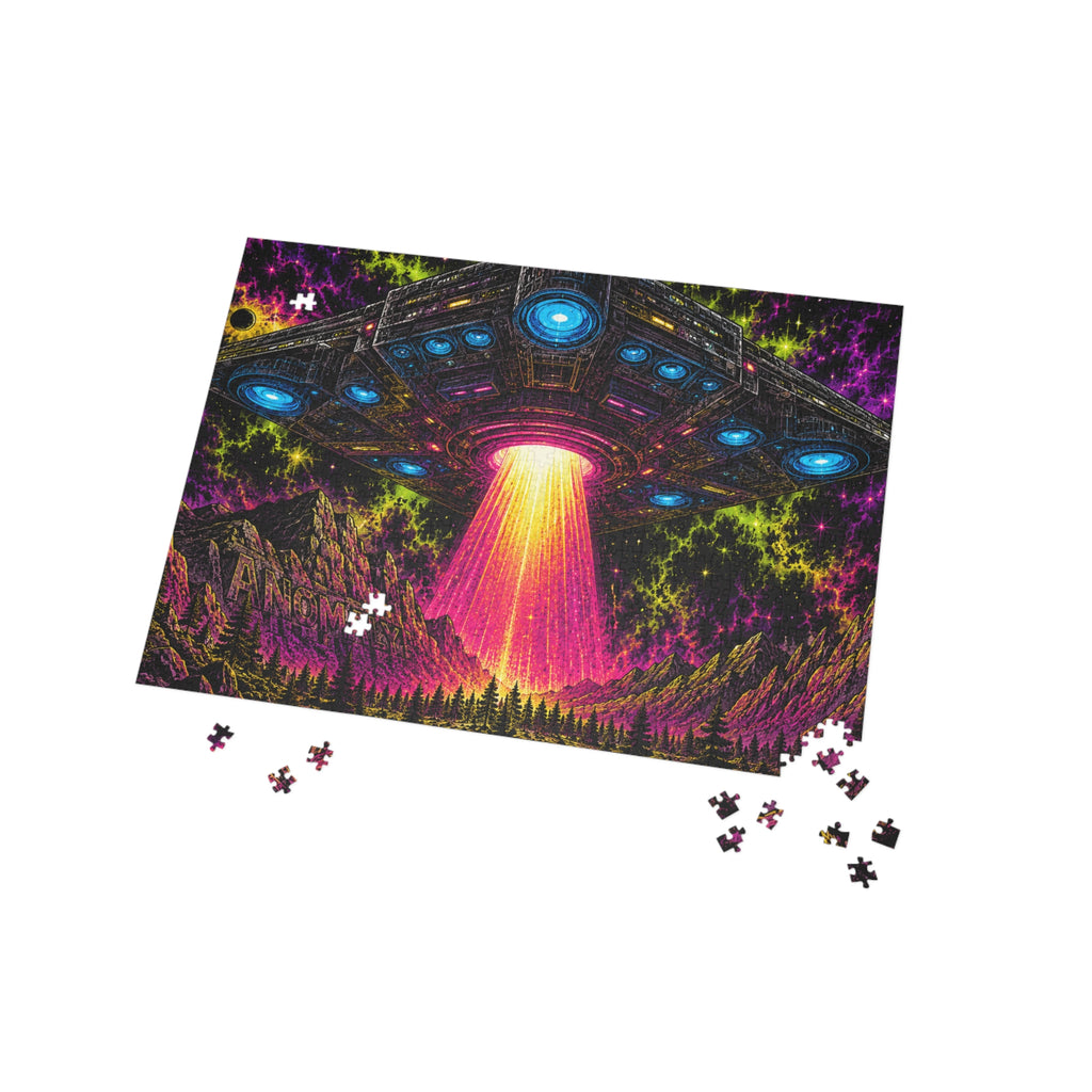 UFO Abduction Puzzle - Neon Cosmic Spaceship Jigsaw (96/252/500/1000 pcs)