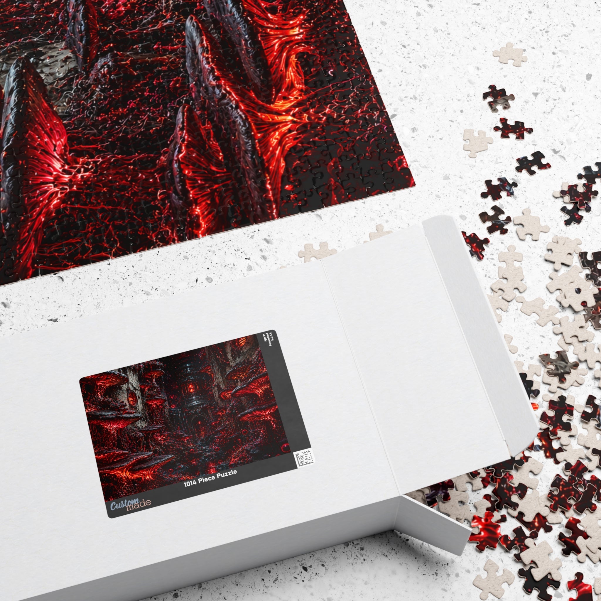 Dark Red Dungeon Puzzle — Gothic Horror Jigsaw (110/252/520/1014 pcs)