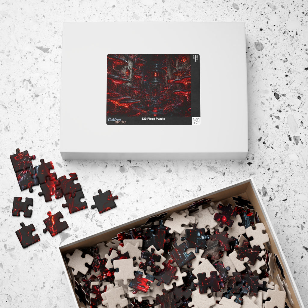 Dark Red Dungeon Puzzle — Gothic Horror Jigsaw (110/252/520/1014 pcs)