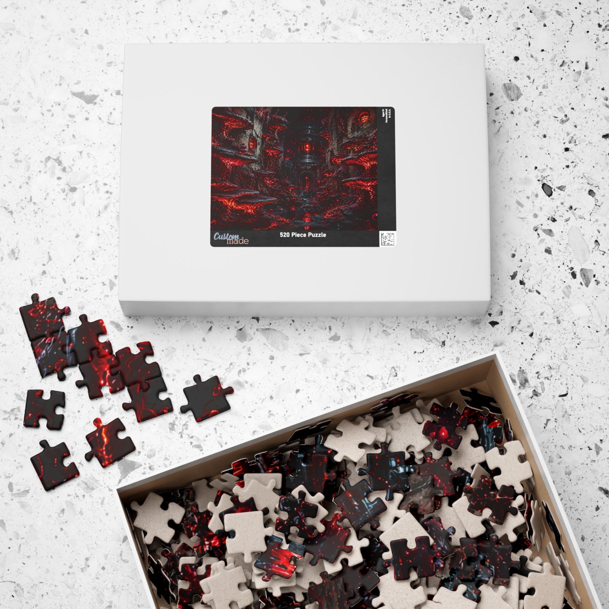 Dark Red Dungeon Puzzle — Gothic Horror Jigsaw (110/252/520/1014 pcs)