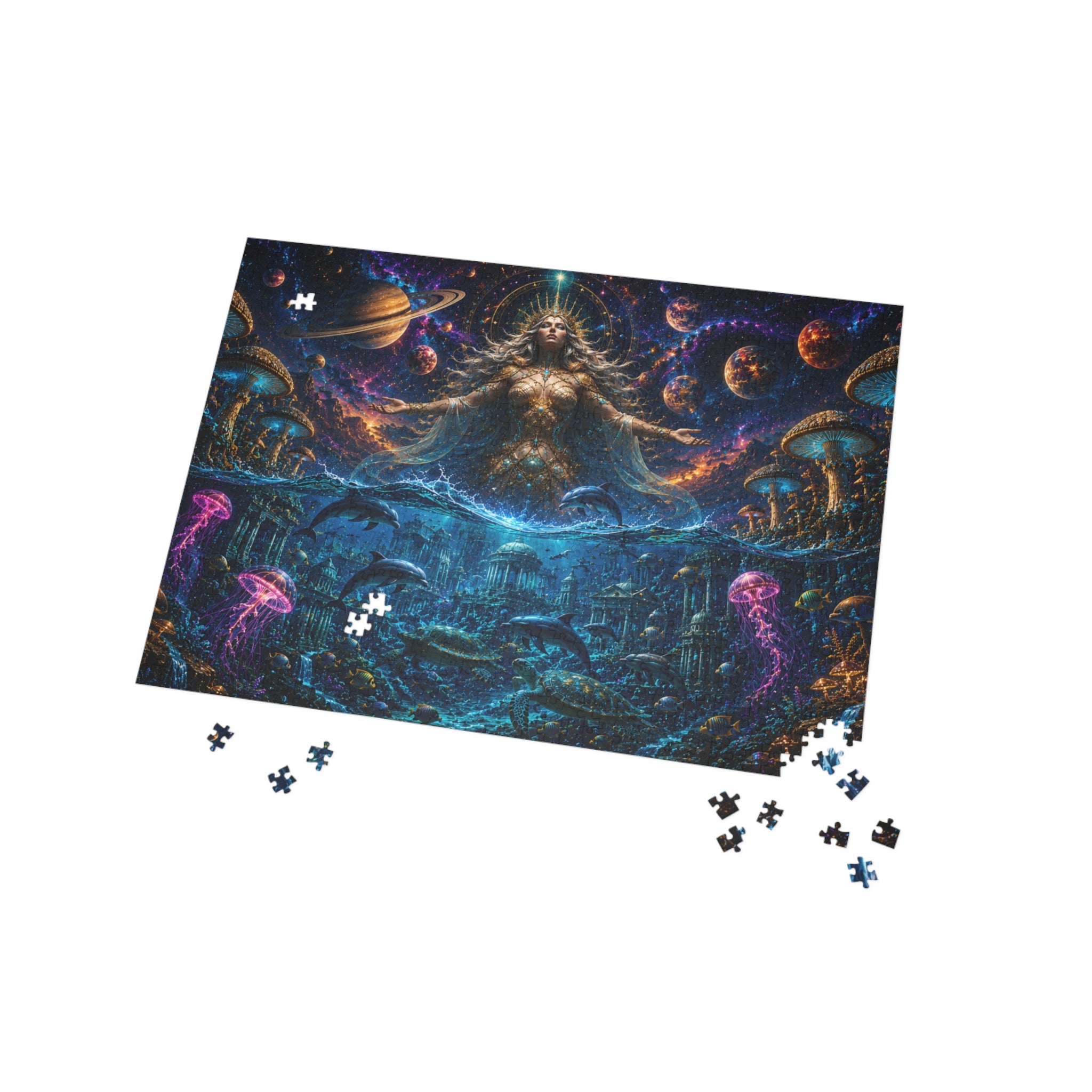 Cosmic Ocean Goddess Puzzle — Mystical Space & Sea 96/252/500/1000-Piece Jigsaw