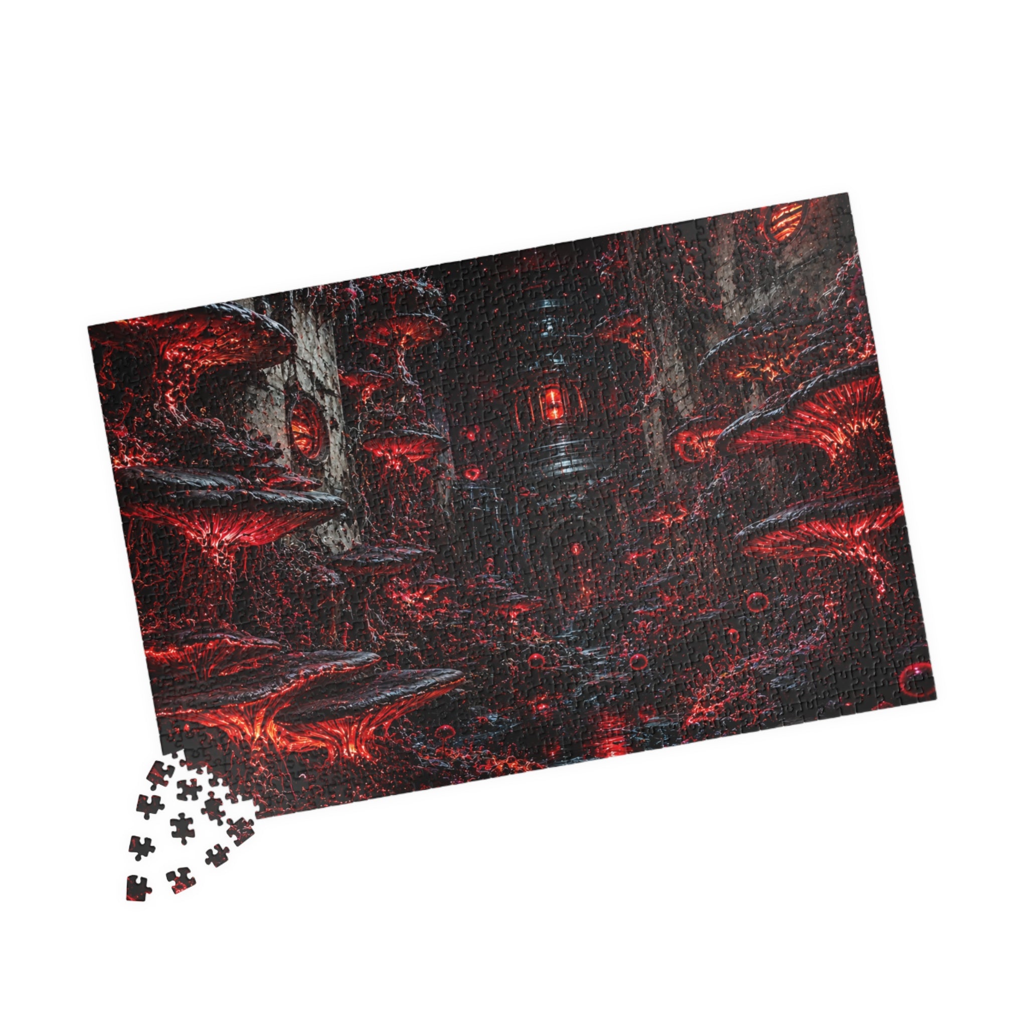 Dark Red Dungeon Puzzle — Gothic Horror Jigsaw (110/252/520/1014 pcs)