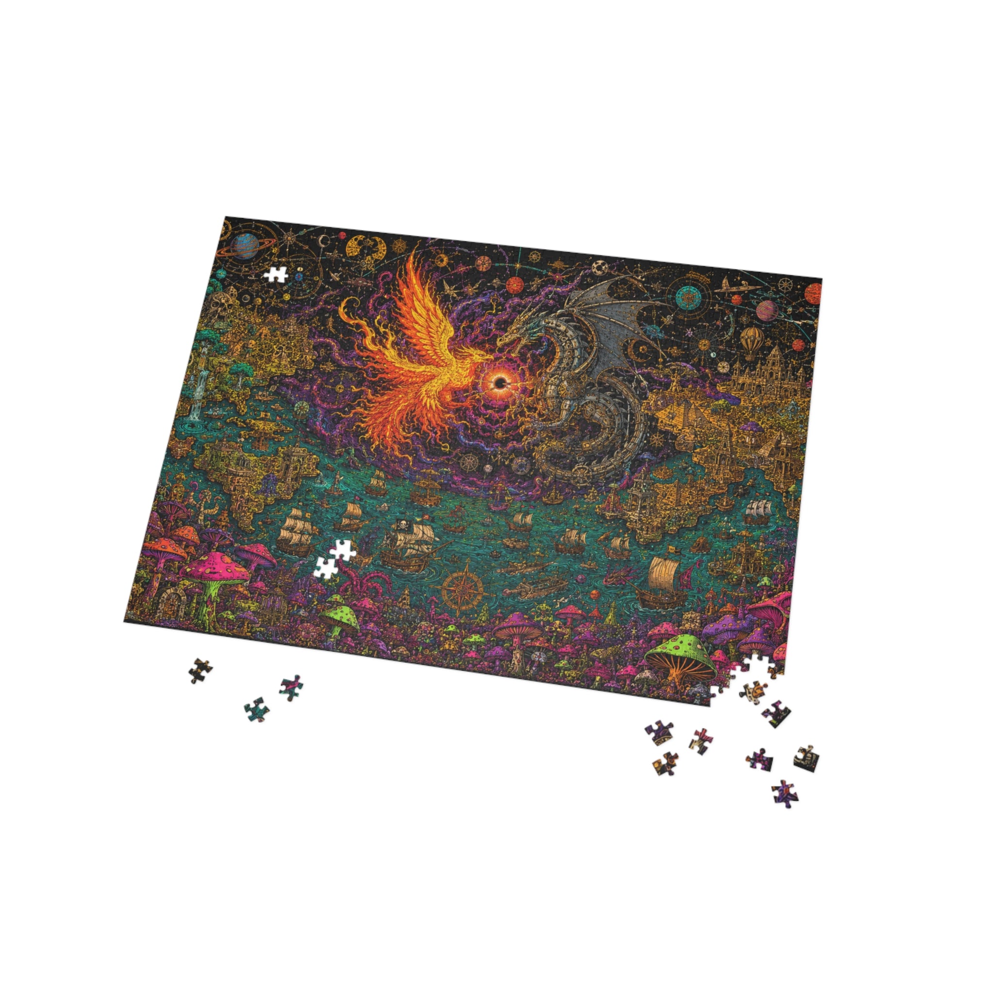 Phoenix vs Dragon Fantasy Jigsaw Puzzle — Mystical Art Puzzle (96/252/500/1000 pcs)