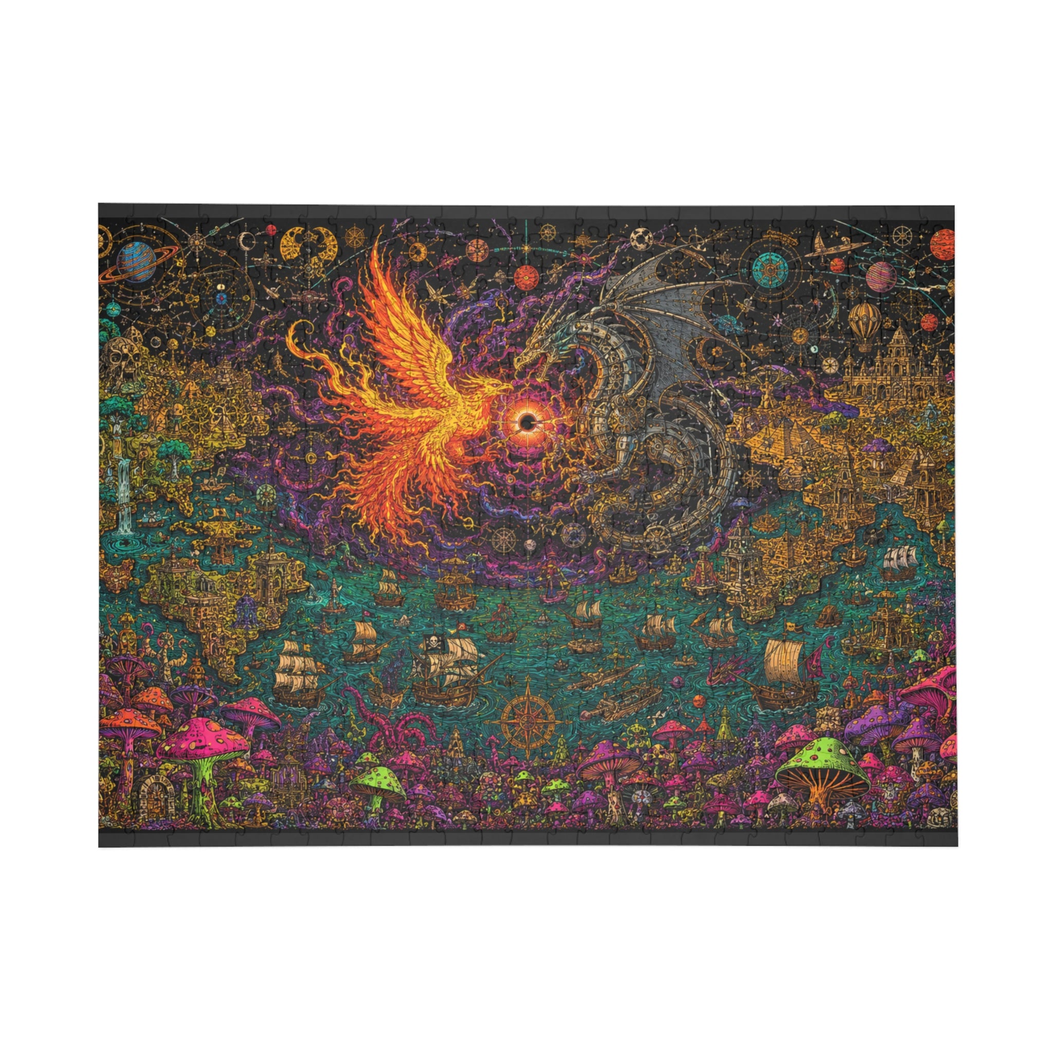 Phoenix vs Dragon Fantasy Jigsaw Puzzle — Mystical Art Puzzle (96/252/500/1000 pcs)