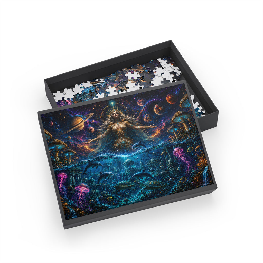 Cosmic Ocean Goddess Puzzle — Mystical Space & Sea 96/252/500/1000-Piece Jigsaw
