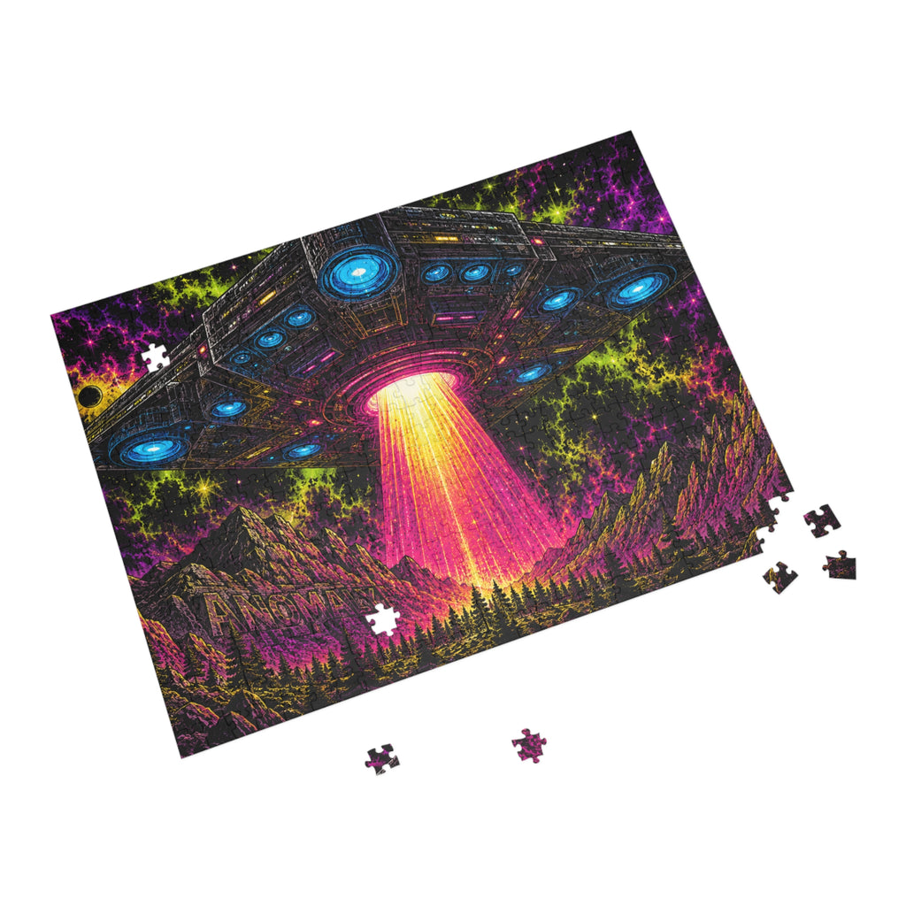 UFO Abduction Puzzle - Neon Cosmic Spaceship Jigsaw (96/252/500/1000 pcs)