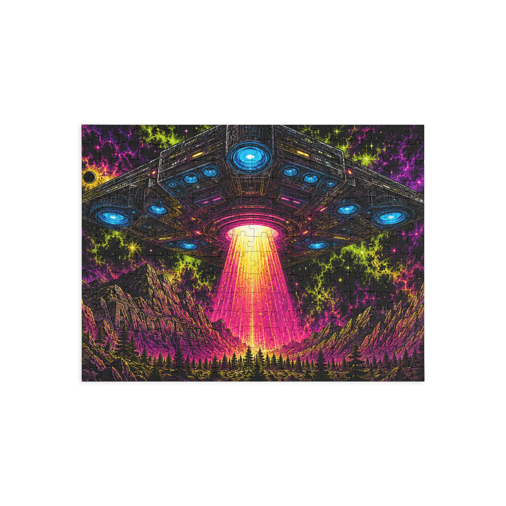 UFO Abduction Puzzle - Neon Cosmic Spaceship Jigsaw (96/252/500/1000 pcs)