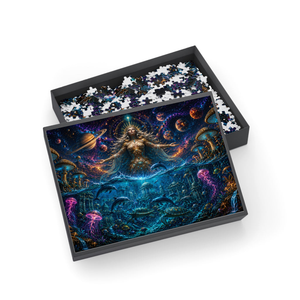 Cosmic Ocean Goddess Puzzle — Mystical Space & Sea 96/252/500/1000-Piece Jigsaw