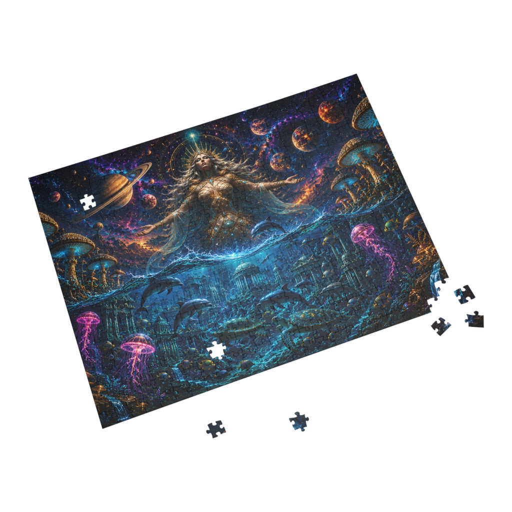 Cosmic Ocean Goddess Puzzle — Mystical Space & Sea 96/252/500/1000-Piece Jigsaw