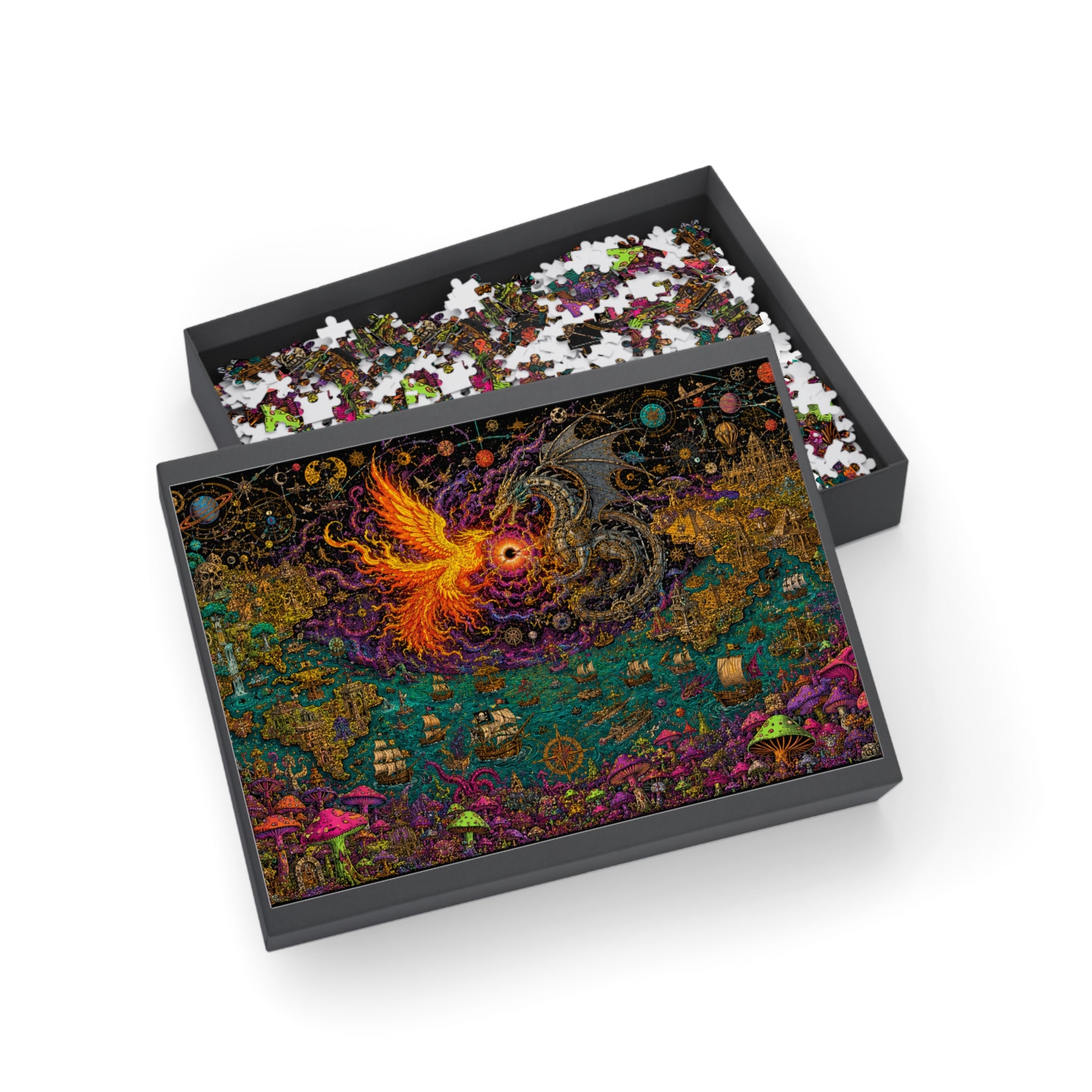 Phoenix vs Dragon Fantasy Jigsaw Puzzle — Mystical Art Puzzle (96/252/500/1000 pcs)