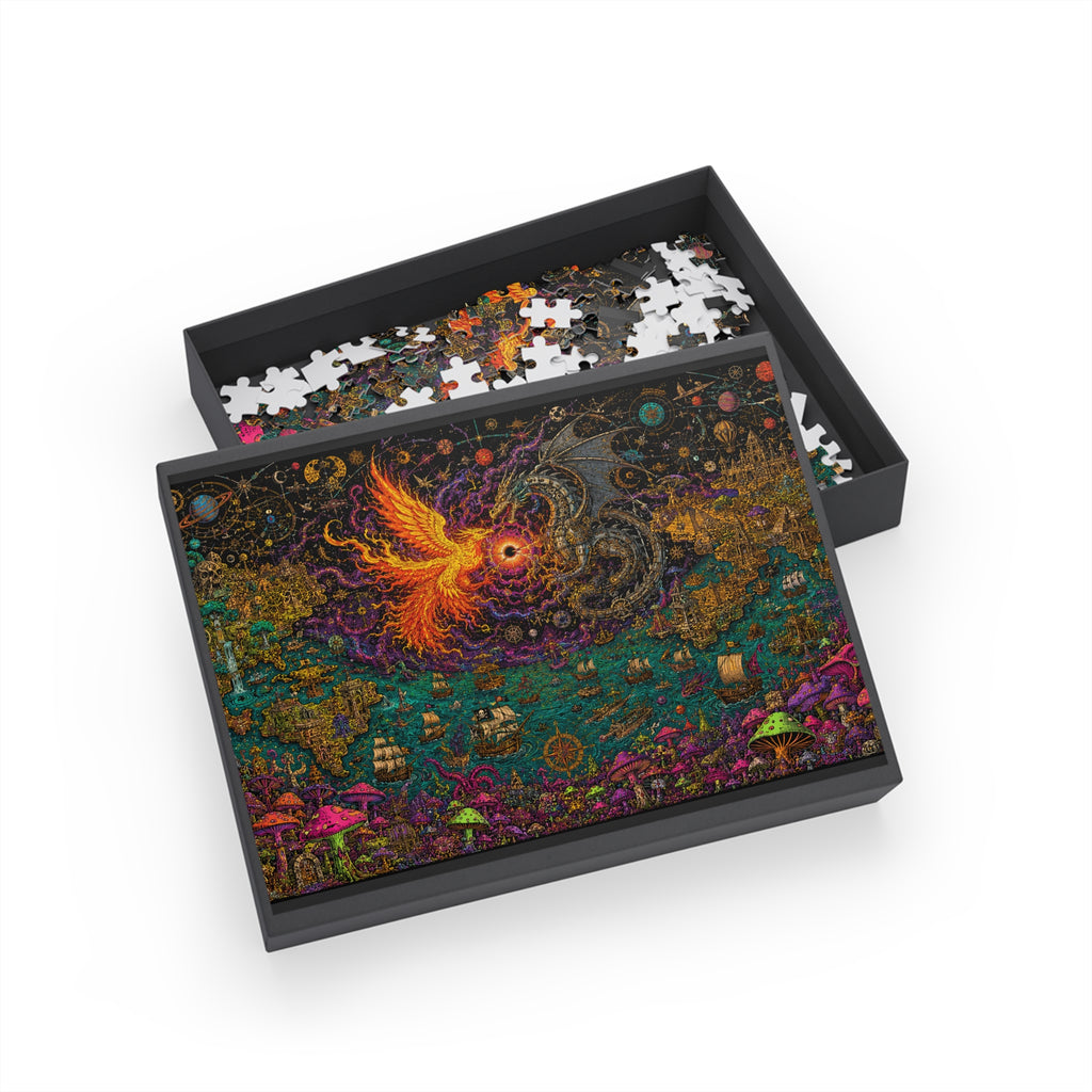 Phoenix vs Dragon Fantasy Jigsaw Puzzle — Mystical Art Puzzle (96/252/500/1000 pcs)