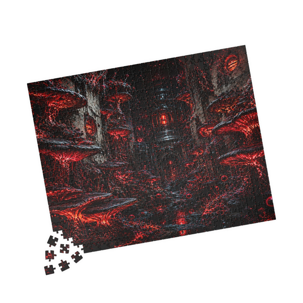 Dark Red Dungeon Puzzle — Gothic Horror Jigsaw (110/252/520/1014 pcs)
