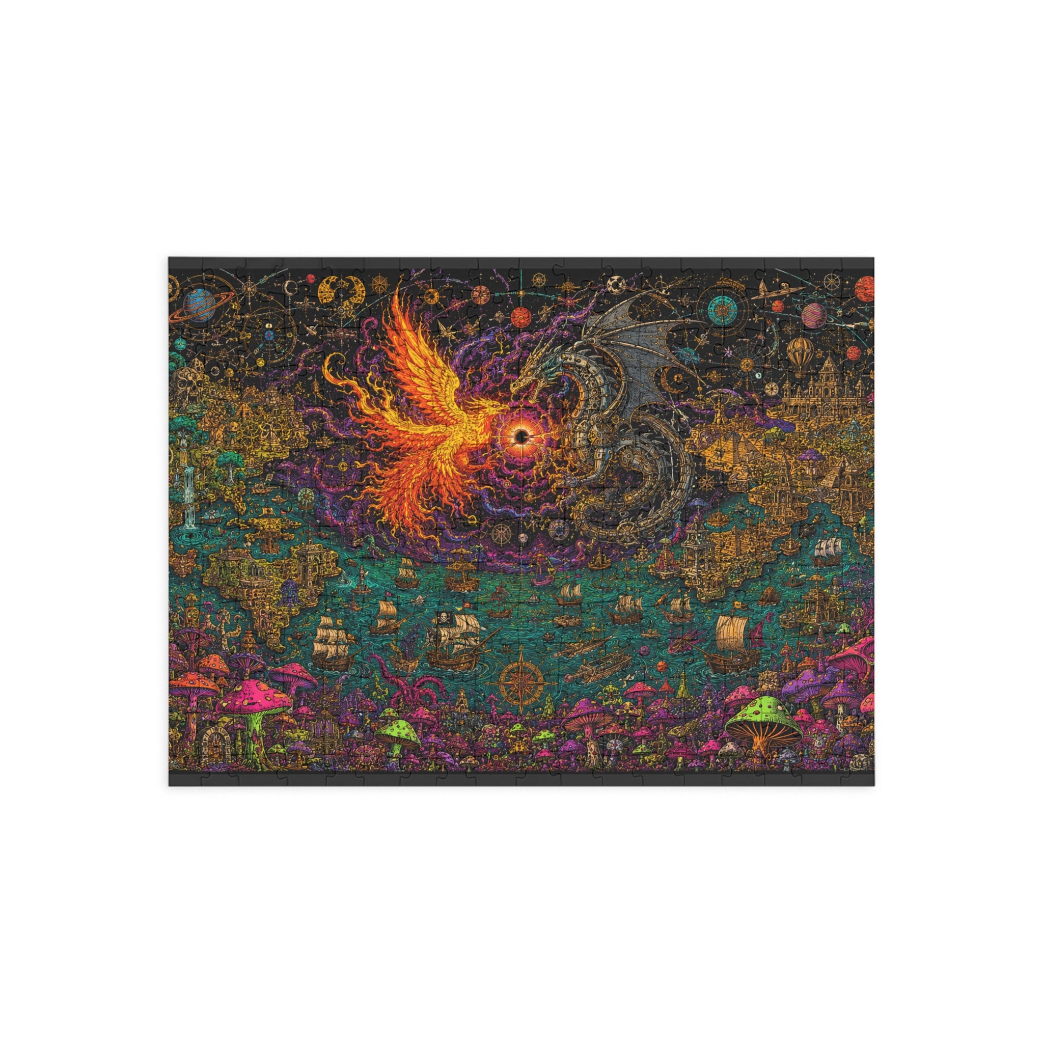 Phoenix vs Dragon Fantasy Jigsaw Puzzle — Mystical Art Puzzle (96/252/500/1000 pcs)