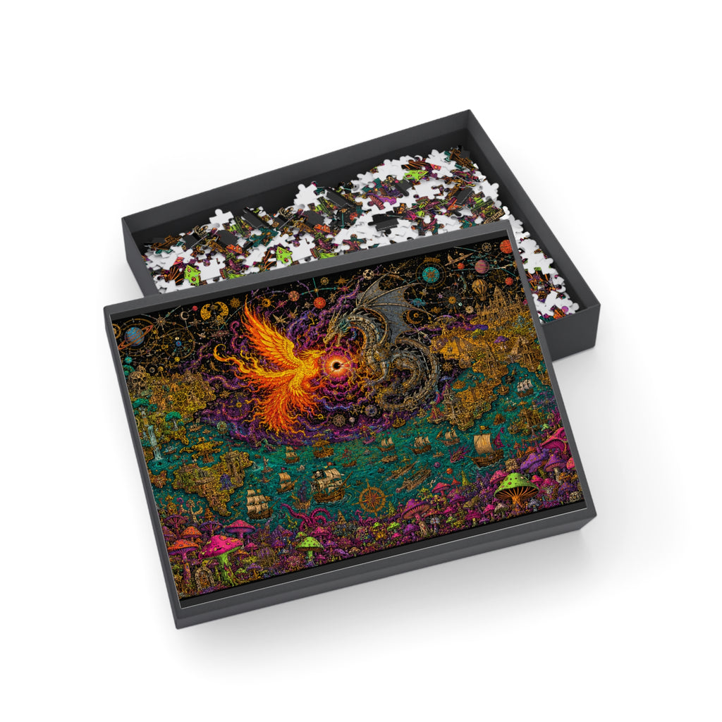 Phoenix vs Dragon Fantasy Jigsaw Puzzle — Mystical Art Puzzle (96/252/500/1000 pcs)