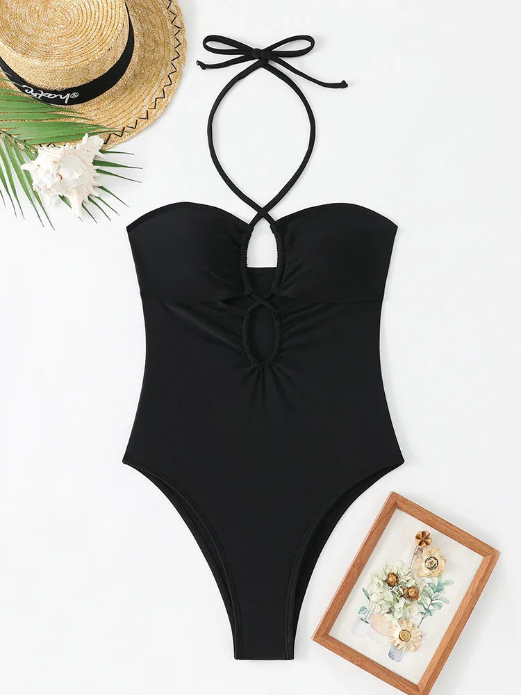 Sleek Black One-Piece Swimsuit