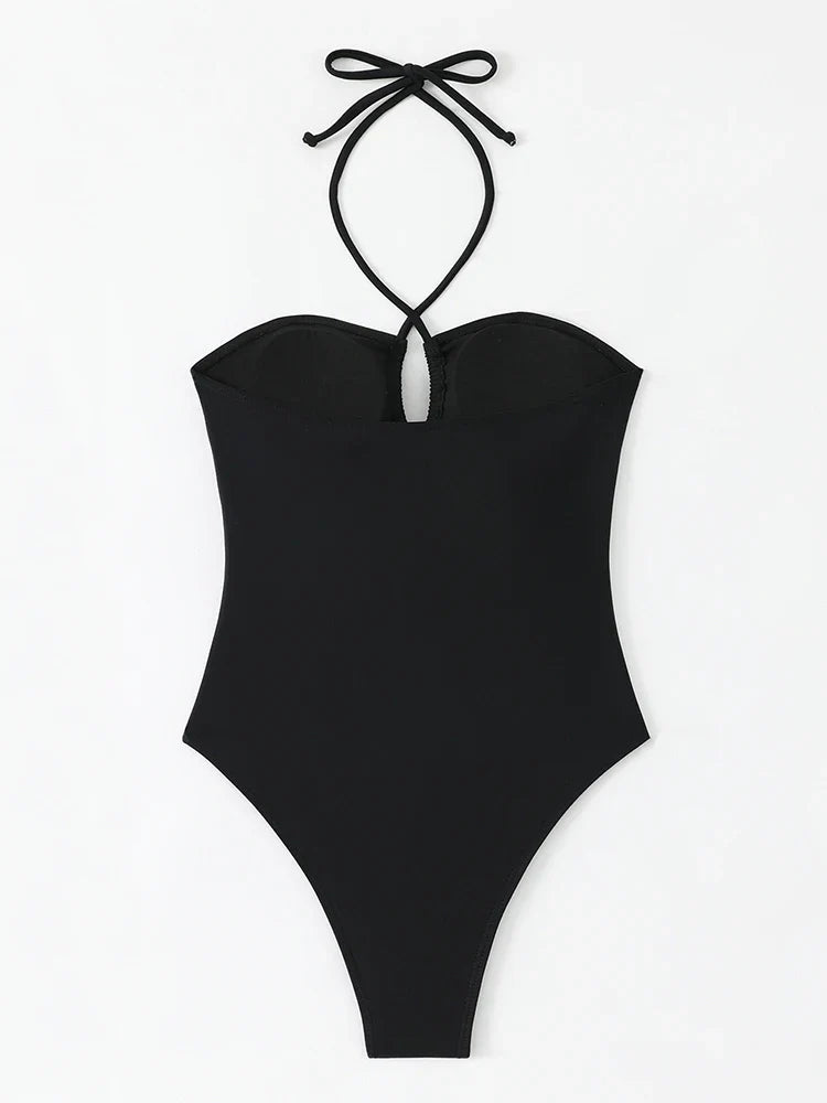 Sleek Black One-Piece Swimsuit