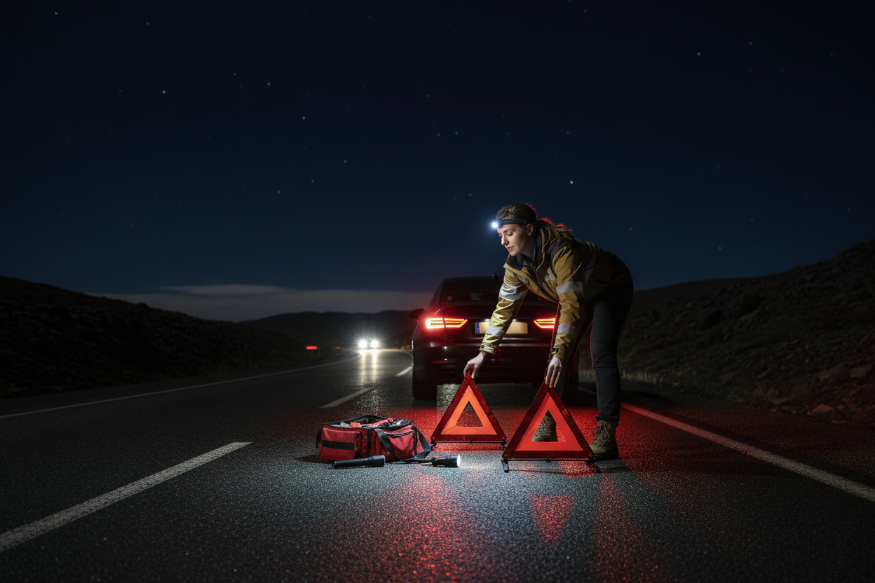 Car Emergency Kit Highway Scene