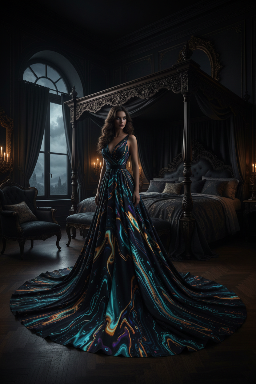 Lunar Veil Gown Iridescent
