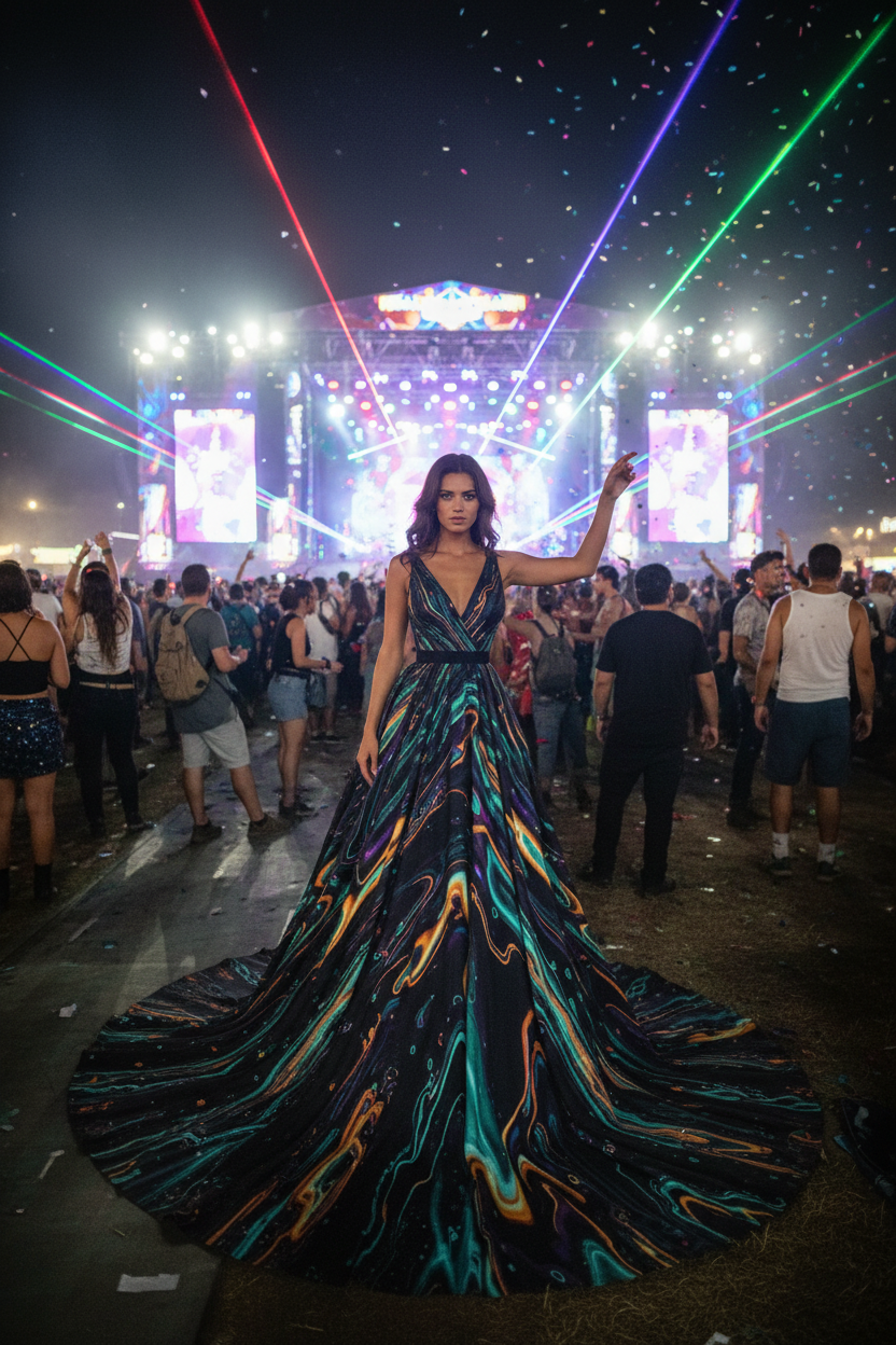 Lunar Veil Gown — Music Festival