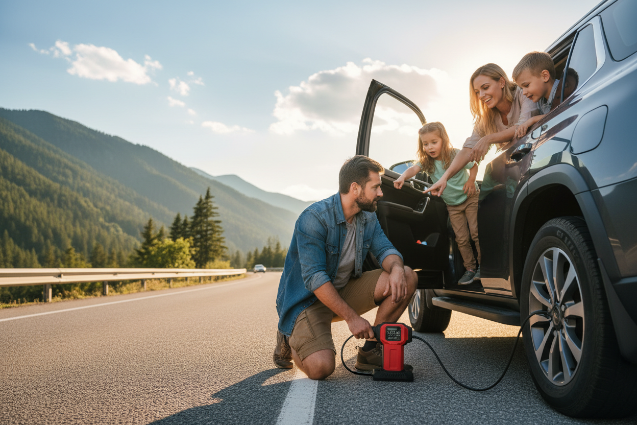 Tire Inflator Family Road Trip